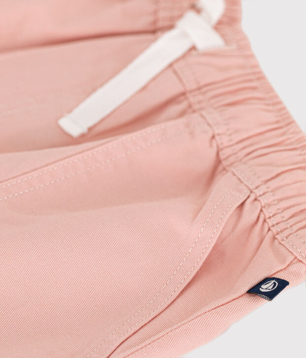 Short en twill de coton et lin enfant rose