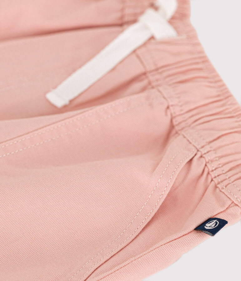 Short en twill de coton et lin enfant rose