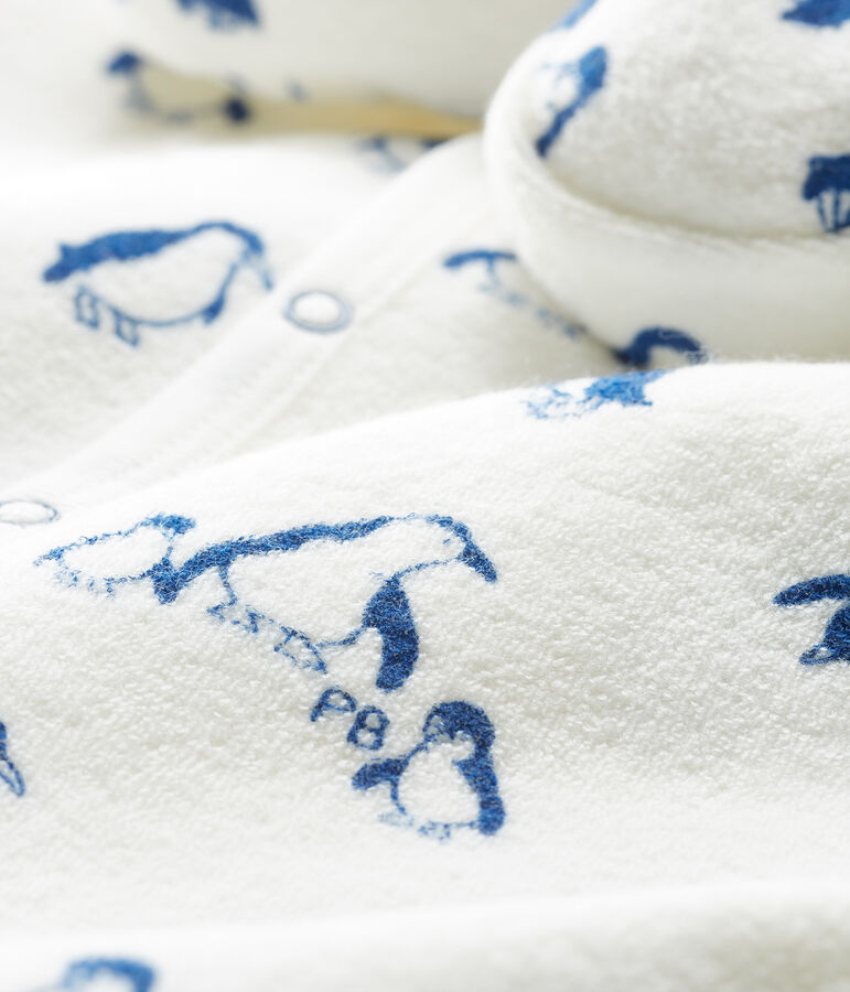 Ensemble nuit b&eacute;b&eacute; en bouclette &eacute;ponge gratt&eacute;e extra chaude blanc MARSHMALLOW/bleu MAJOR CN