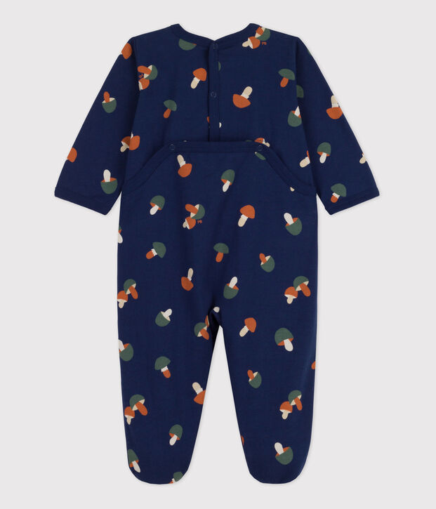 Babypyjama met champignonprint van dubbelzijdige jerseystof blauw/multicouleur
