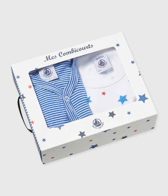 Set van twee korte pakjes voor babyjongens wit .