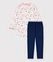 Meisjesnachthemd met legging in biokatoen wit MARSHMALLOW/wit MULTICO