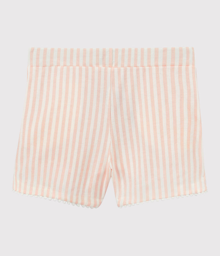 Short en jersey  enfant fille rose MINOIS/blanc MARSHMALLOW
