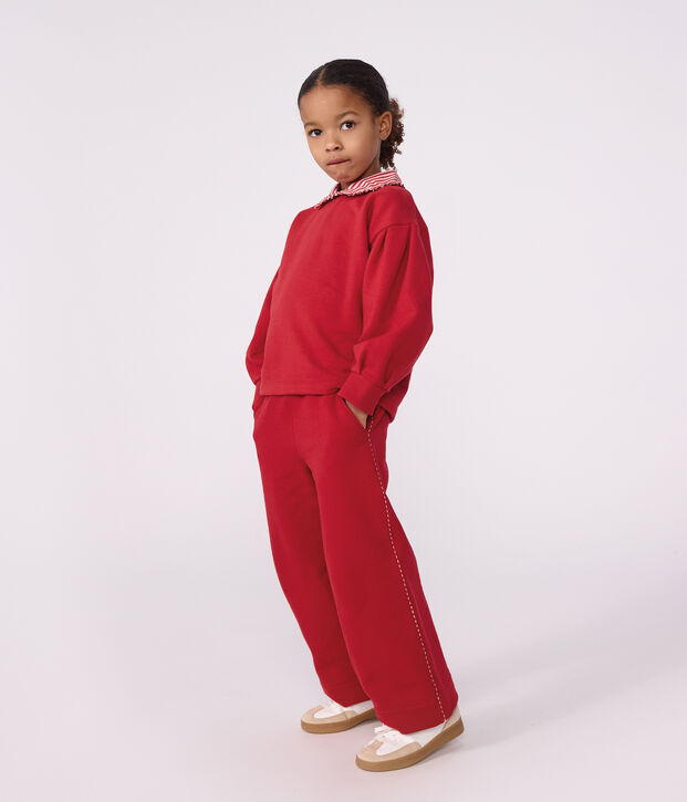 Pantalon de jogging wide leg enfant en coton rouge