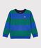 Katoenen sweatshirt met streepjes voor kinderen blauw/groen
