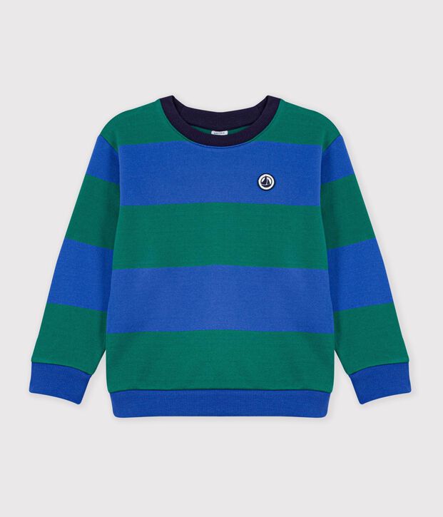 Katoenen sweatshirt met streepjes voor kinderen blauw/groen