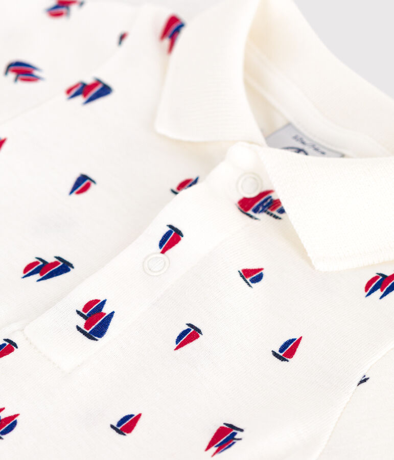 Body &agrave; manches courtes b&eacute;b&eacute; en coton, imprim&eacute; bateaux blanc MARSHMALLOW/blanc MULTICO