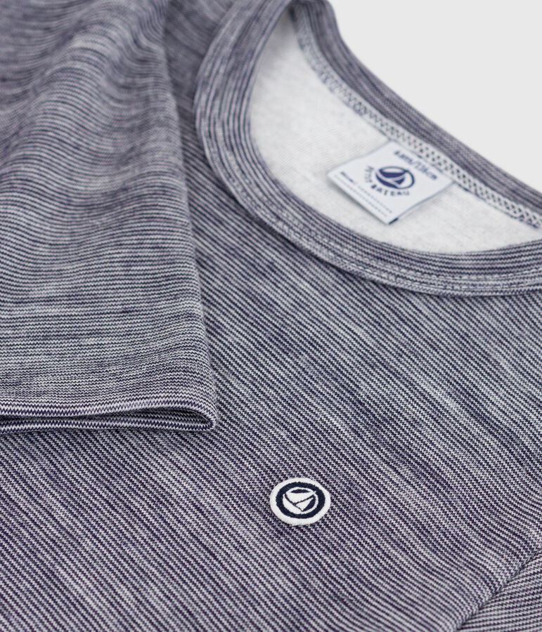 Gestreept T-shirt met lange mouw van wol en katoen voor kinderen blauw/wit