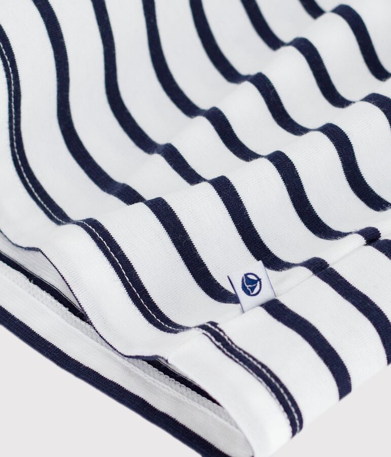 Robe b&eacute;b&eacute; en coton sans manches, ray&eacute;e bleu SOIR/ MARSHMALLOW