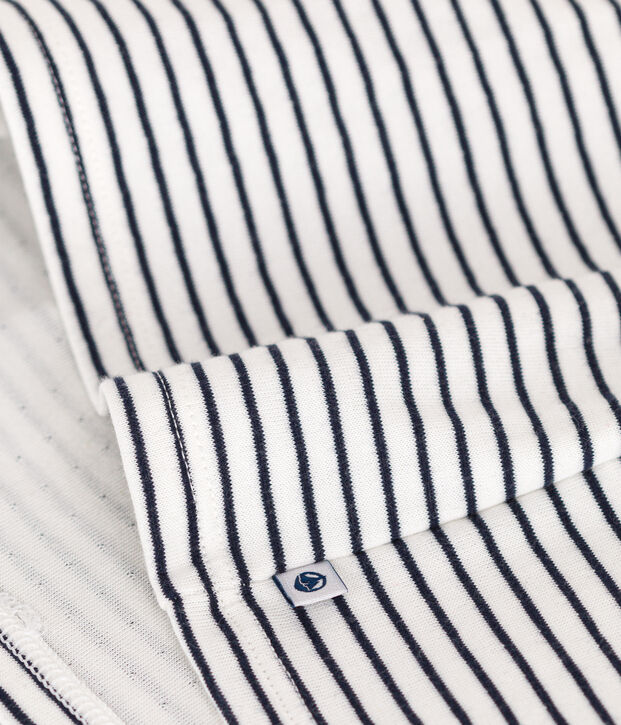 Jurk met lange mouwen in gestreepte tubic wit/blauw