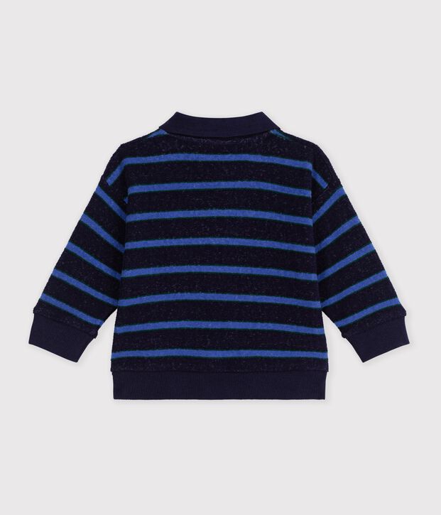 Katoenen babysweatshirt met streepjes en polokraag blauw/multicouleur