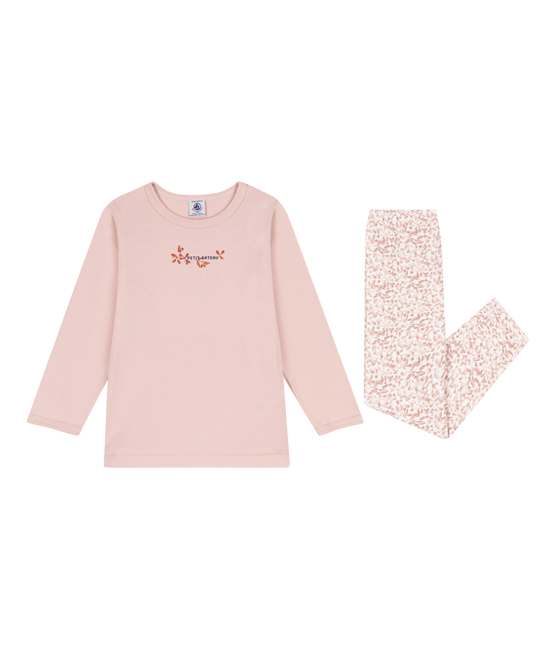 Pyjama en coton enfant rose SALINE/blanc MULTICO