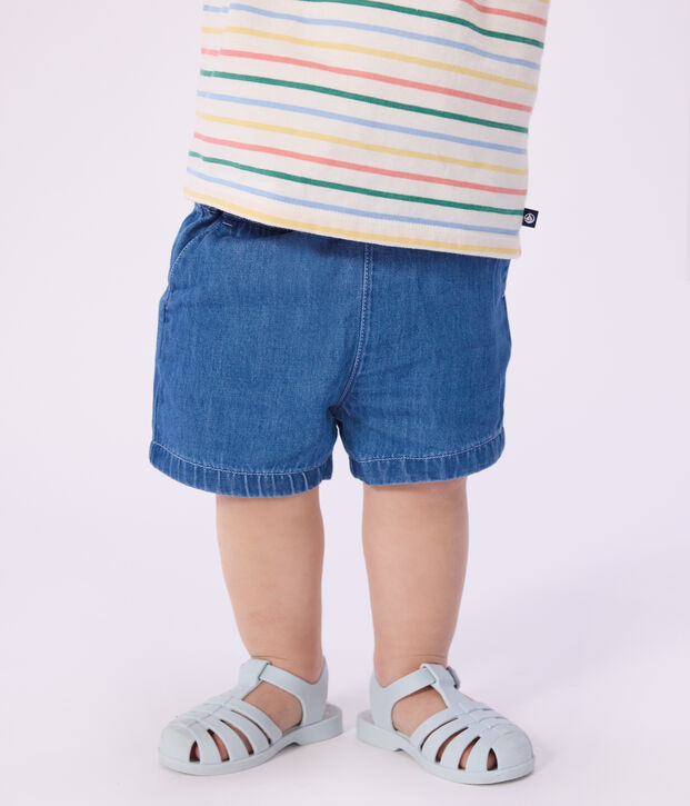 Short van lichte denim voor baby's blauw