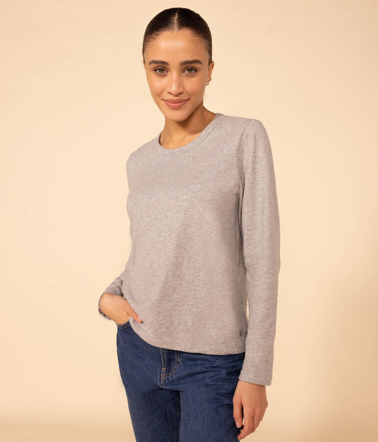 LE DROIT, katoenen T-shirt voor dames met ronde hals grijs