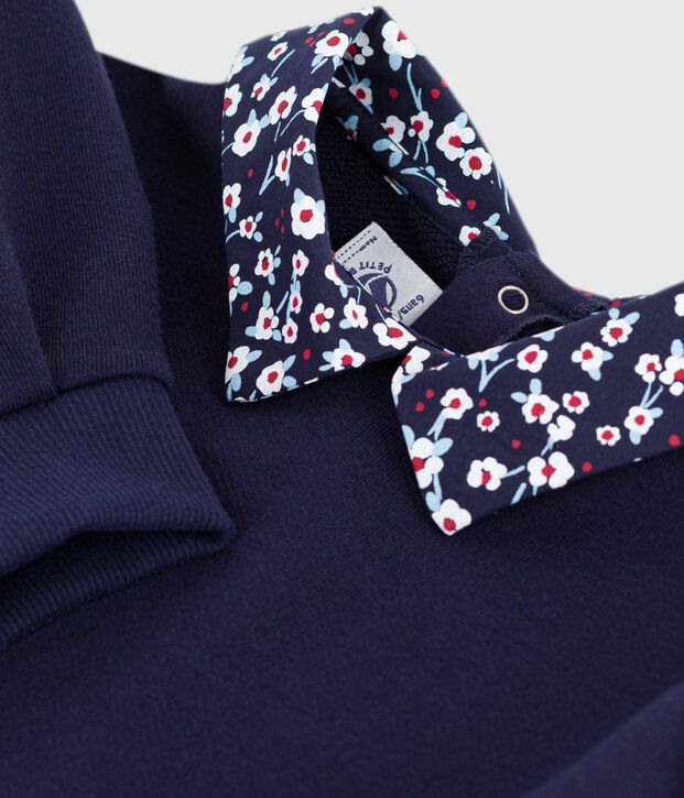 Sweatshirt enfant en coton uni bleu marine
