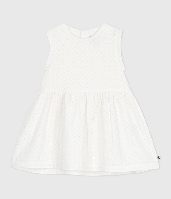 Robe blanche bébé en coton broderie anglaise sans manches blanc MARSHMALLOW