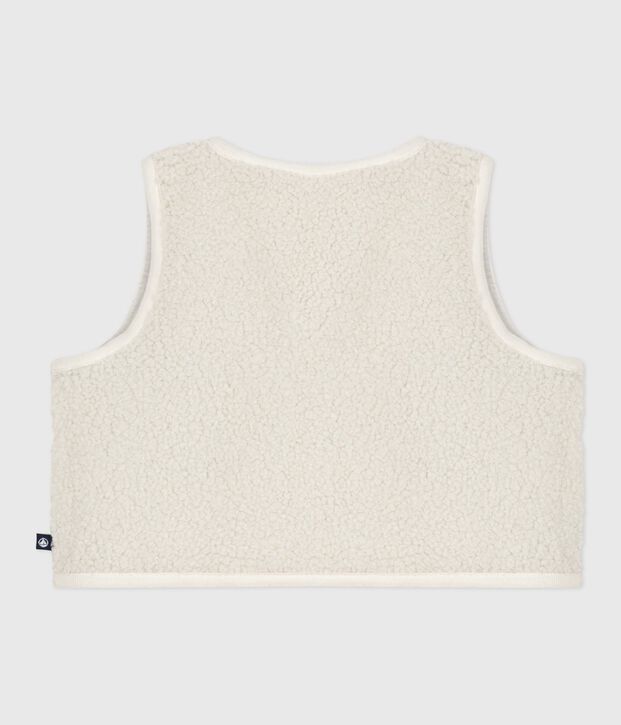 Gilet b&eacute;b&eacute; en coton milleraies et sherpa sans manche &eacute;cru/multicouleur