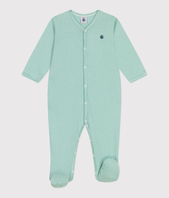 Katoenen babypyjama met streepjes groen ALOEVERA