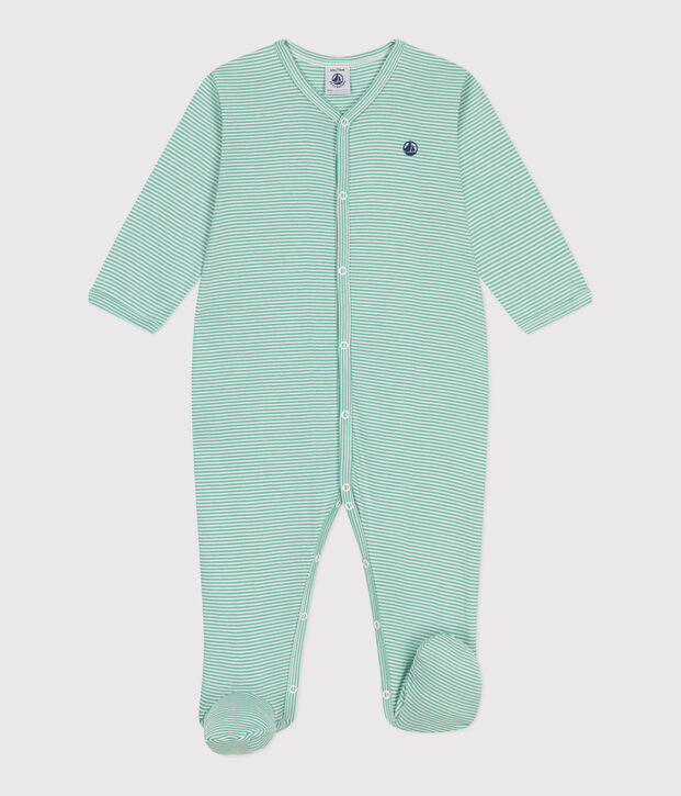 Katoenen babypyjama met streepjes groen