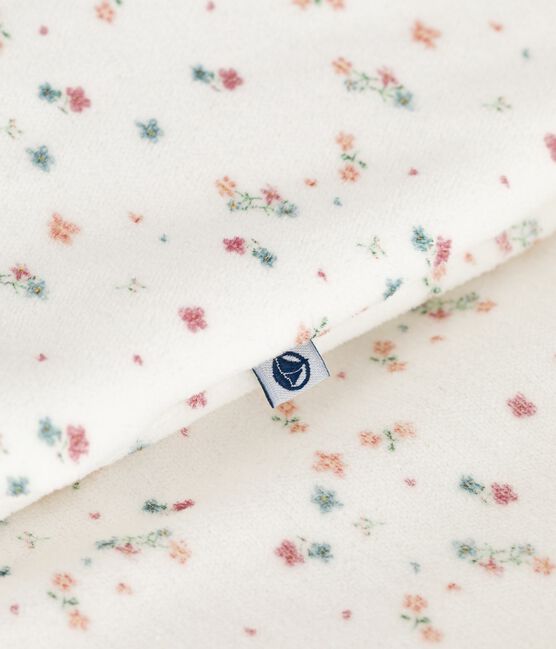 Fluwelen babytrappelzak met bloemenprint TOG 3 wit MARSHMALLOW/wit MULTICO