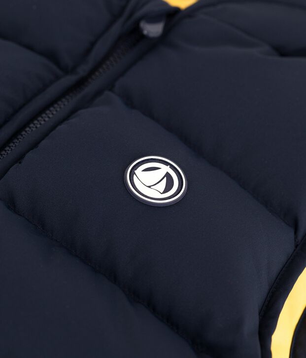 Doudoune enfant sans manche bicolore r&eacute;versible bleu/jaune