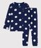 Pyjama met stipjes voor kleine jongens/meisjes in biokatoen blauw MEDIEVAL/wit MARSHMALLOW