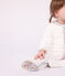 Effen fluwelen babypyjama met kraag met bloemenprint wit