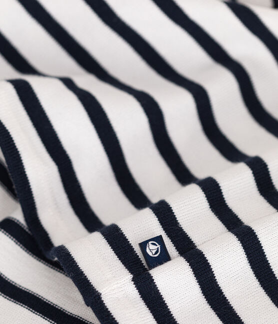 Jurk in jersey met lange mouwen voor baby's wit MARSHMALLOW/blauw SMOKING