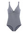 Body sans manche femme en jersey extrafin bleu ABYSSE/blanc LAIT
