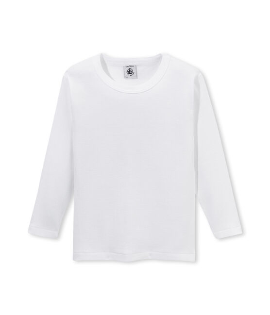 Effen jongens-T-shirt met lange mouwen wit Lait