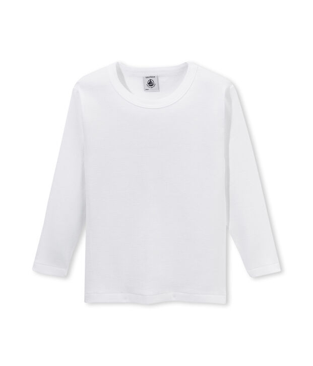 T-shirt gar&ccedil;on manches longues blanc Lait