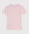 Tee-shirt femme en coton manches courtes &agrave; rayures blanc/rouge