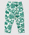 Pantalon imprimé végétal en molleton bébé blanc MARSHMALLOW/vert GAZON