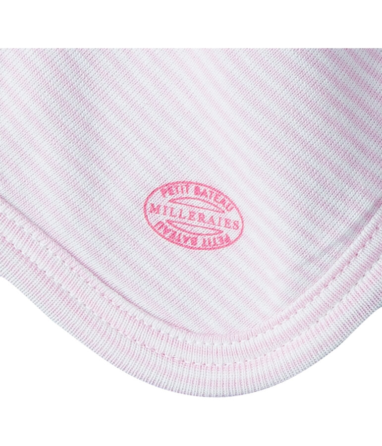 Babyknuffel konijn van gebreide stof wit LAIT/roze PIVOINE