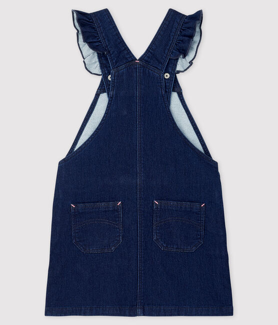 Denim overall-jurk voor meisjes blauw DENIM BLEU FONCE