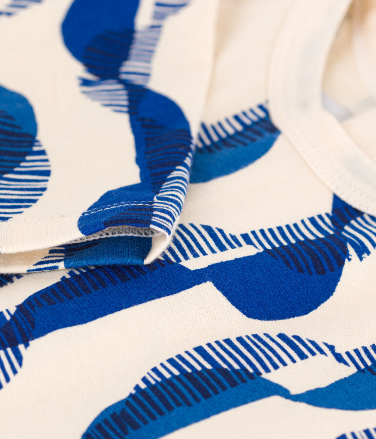 T-shirt met lange mouwen in bedrukte jersey voor baby's ecru/multicouleur