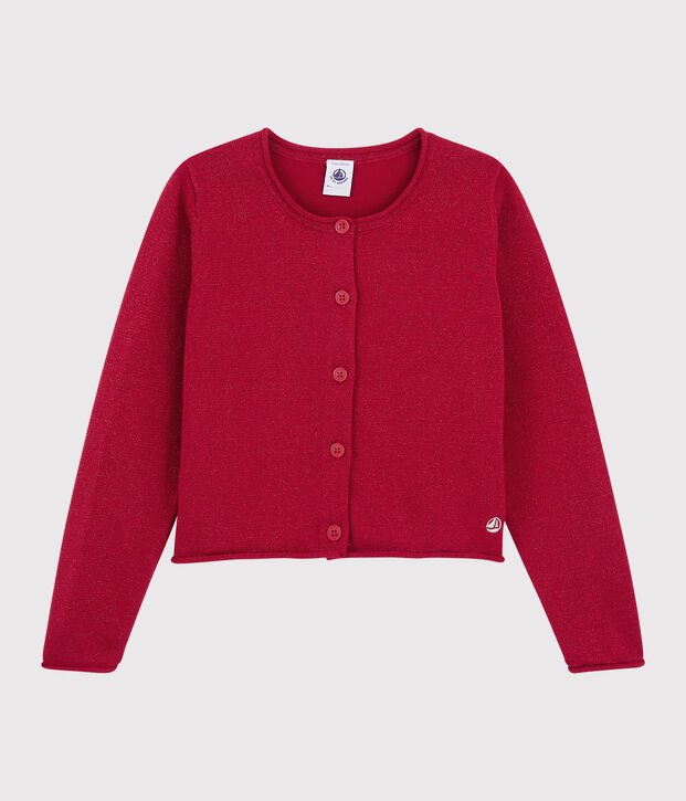 Cardigan en coton enfant fille rouge