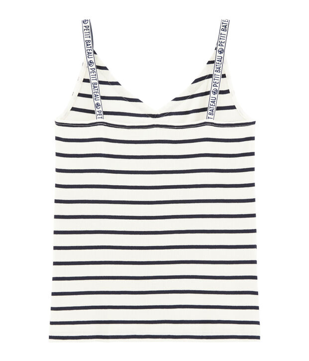 Tanktop voor vrouwen wit/blauw