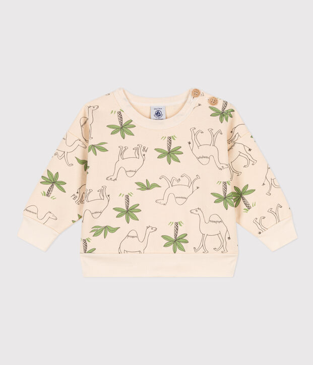 Sweatshirt in molton voor baby's. ecru/multicouleur
