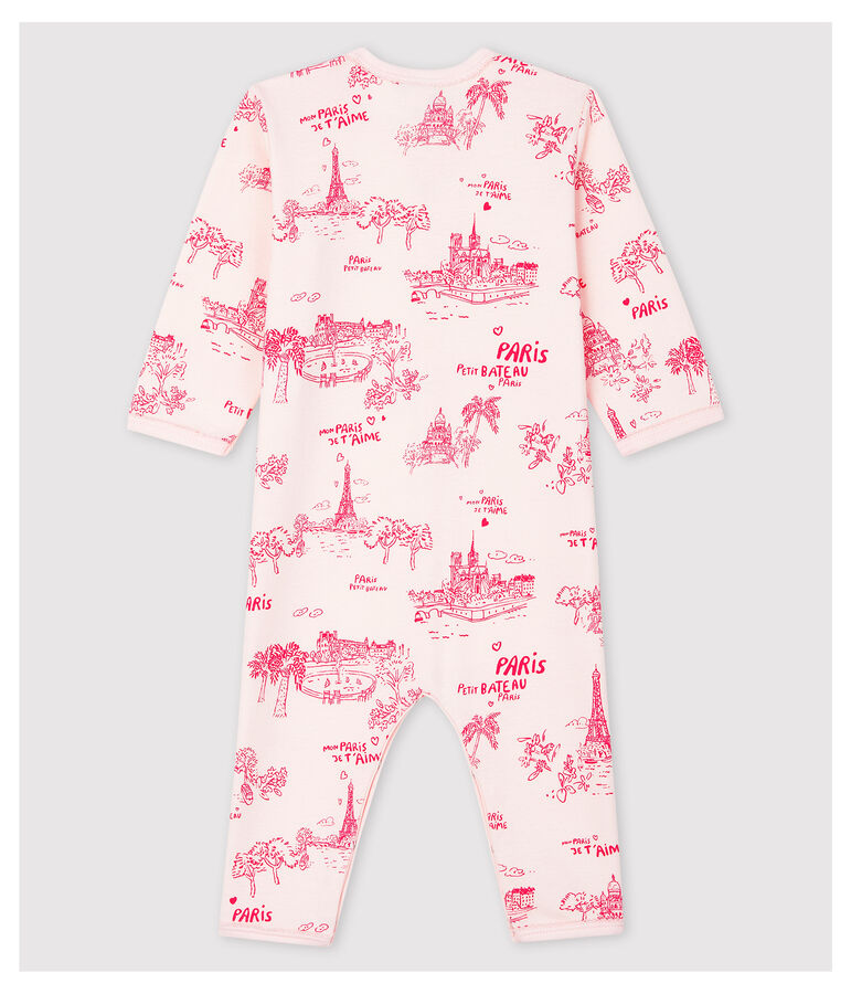 Roze katoenen toile de jouy-pyjama zonder voetjes roze/roze