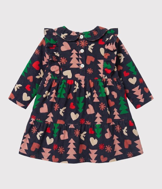 Flanellen jurk met lange mouwen voor baby's blauw/multicouleur