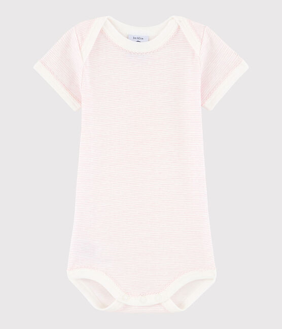 Rompertje met korte mouwen babymeisje wit LAIT/ BABYLONE