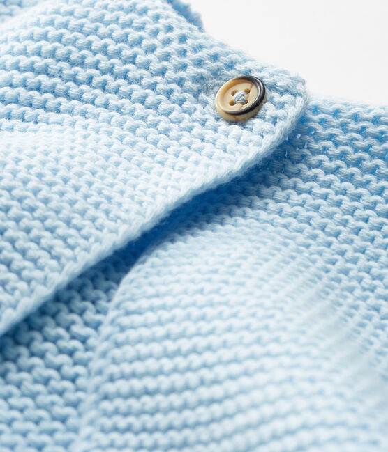 Cardigan bébé en tricot 100% coton bleu TOUDOU