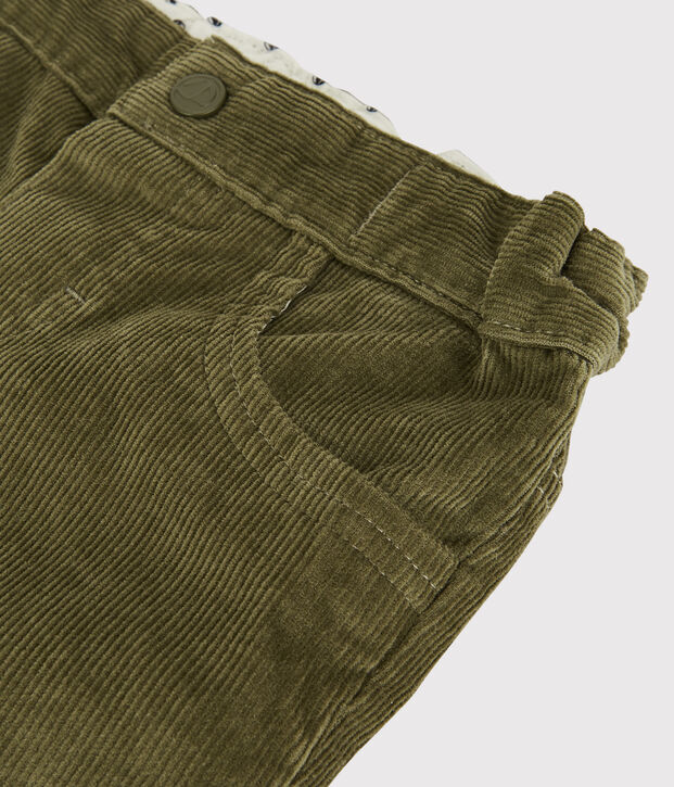 Pantalon en velours b&eacute;b&eacute;. vert