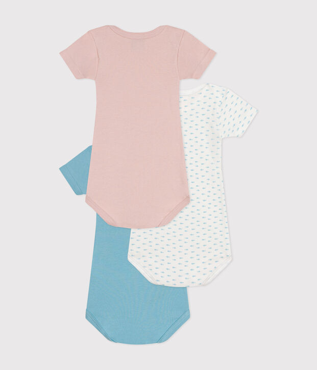 Lot de 3 bodies manches courtes en coton multicouleur