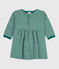 Jurk met lange mouwen in tubic met milleraies-strepen voor baby's EVERGREEN/ FUMEE