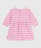 Gestreepte katoenen babyjurkje met lange mouw roze BOUDOIR/ MILK