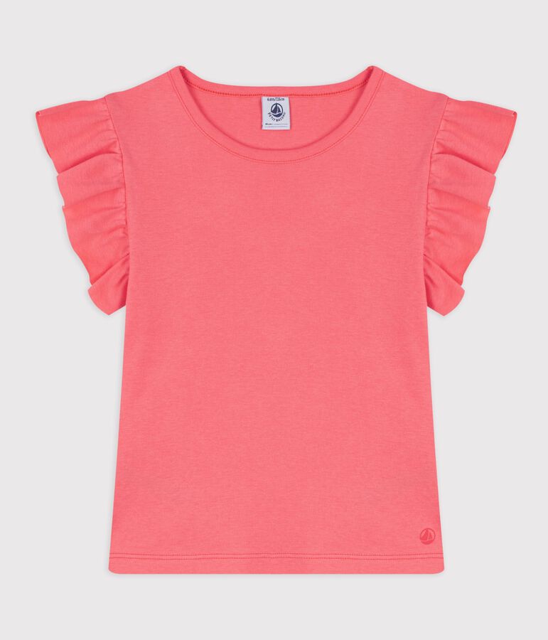 Tee-shirt enfant manches courtes en coton uni rose