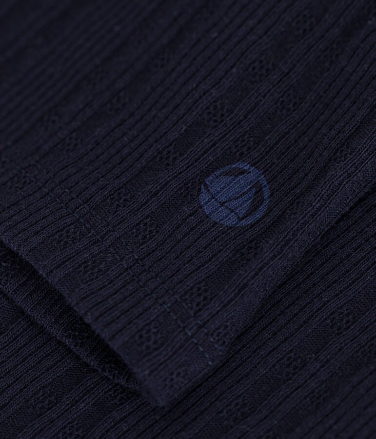 Tee-shirt l'iconique col roul&eacute; en c&ocirc;te fantaisie femme bleu