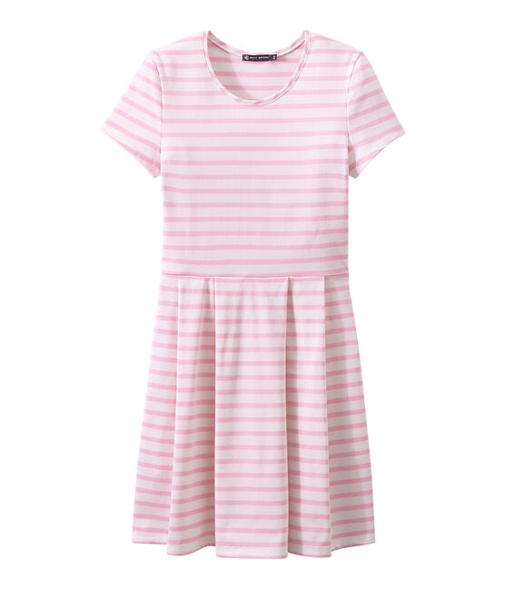 JURK MET KORTE MOUWEN wit MARSHMALLOW/roze BABYLONE